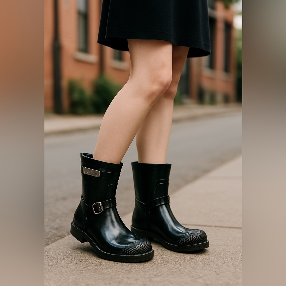 Coach - Lester Shiny Rubber Rain Boots - size 6 in box - Picture 2 of 9